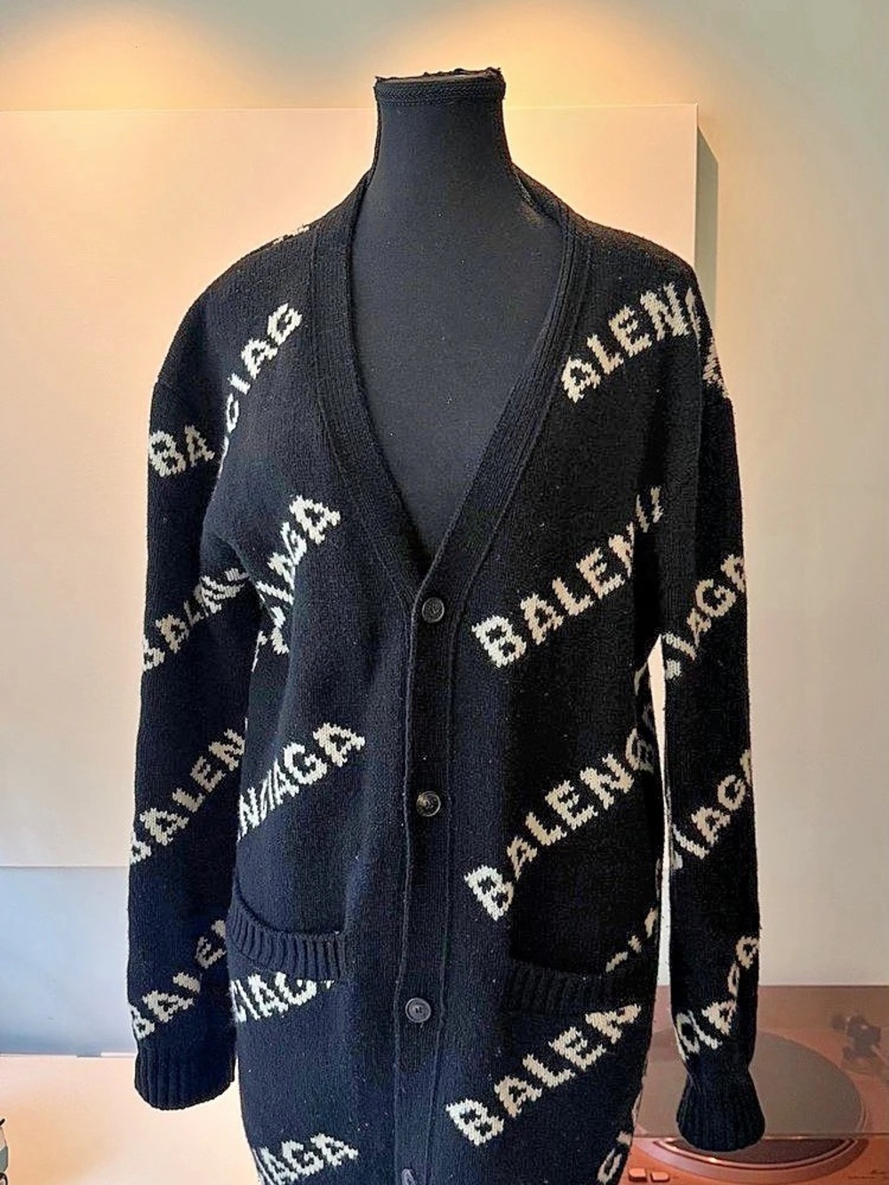Balenciaga logo wool cardigan